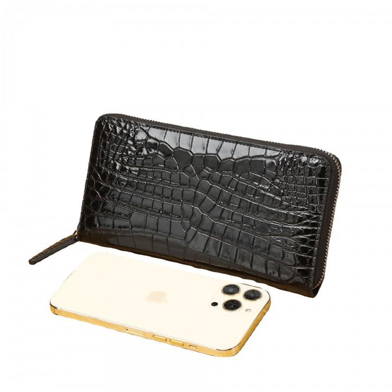New Men's Crocodile Pattern Handbag High End Large Capacity Fashion Wallet Multi Card Mobile Bag Trendy