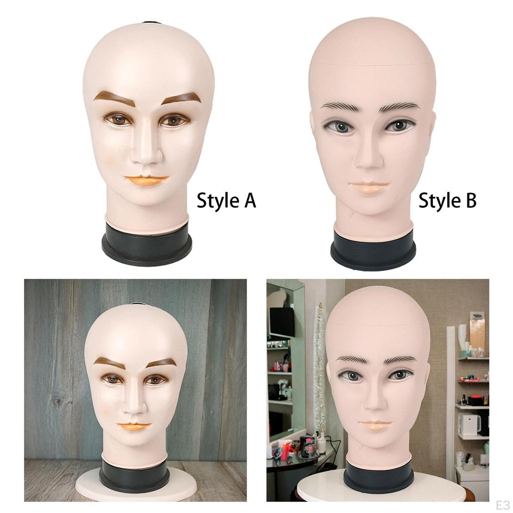 Male Bald Mannequin Head Display Stand Realistic Hat for Helmet