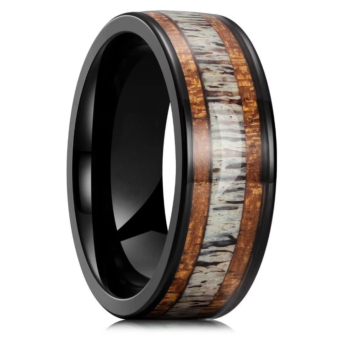 

Fashion 8mm Men Stainless Steel Rings Inlay Blue Opal Green Abalone Shell Rings For Men Women Wedding Engagement Band Zircon 13