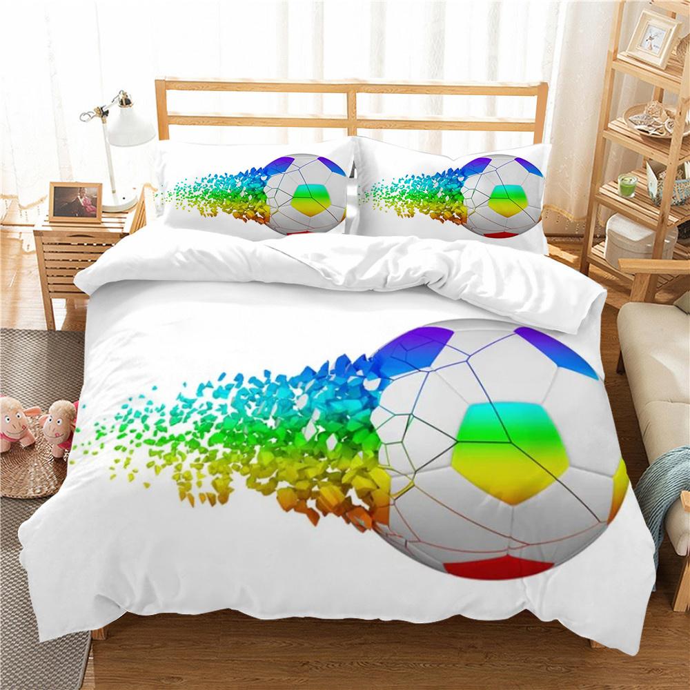 Bed Set Sports Style Duvet Cover Set Soccer Printed Quilt Cover Set Teens King Queen Size Bedding Fashion Cover Suit Luxury Bedding Cover
