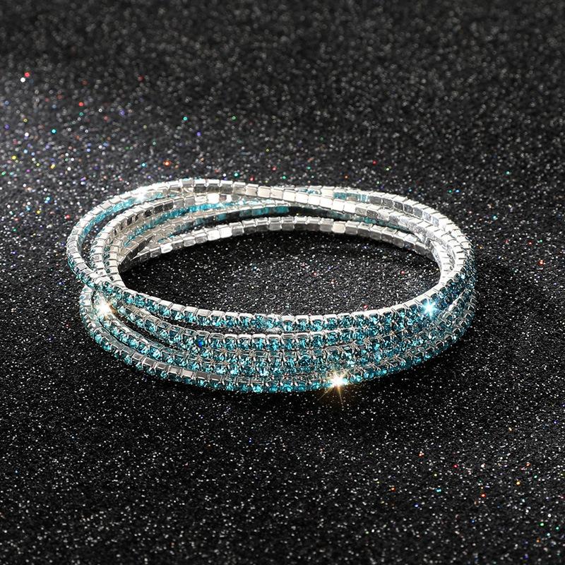 Diamond Elastic Bracelet 2mm Single Row Color Rhinestone Bracelet Women's Bracelet Women's Grab Chain Full Diamond Jewelry