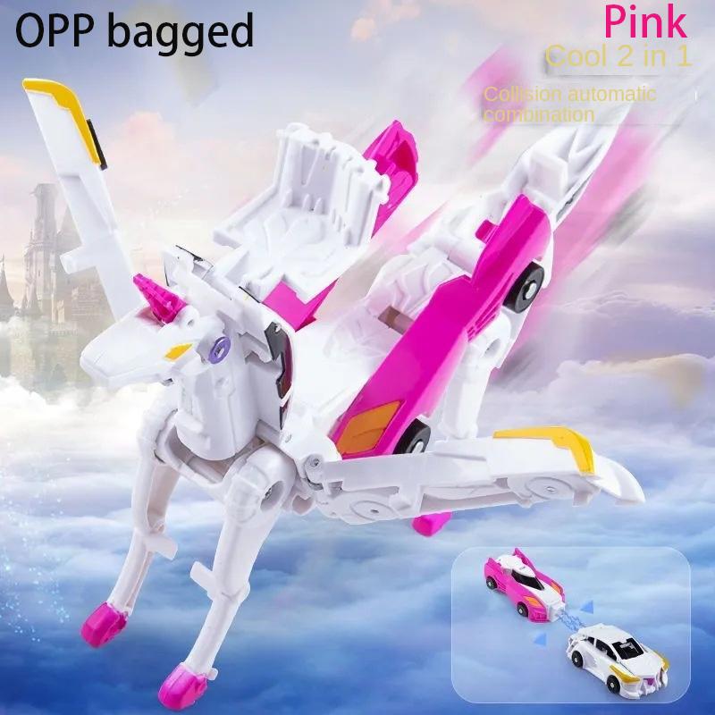 2 in 1 Transformation Car Model Deformed Unicorn Model Cartoon Action Figure Vehicle Transforming Toy Boy Kid Gift Christmas