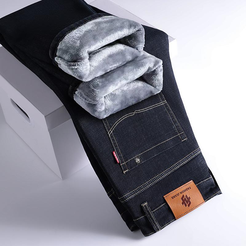 . Jeans Autumn and Winter Casual Long Pants Piled and Thickened Winter Super Thick Medium Loose Straight Pants