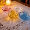 4PCS/Set Creative Coloful Glass Candlestick Lotus Glass Candle Holder Modern Romantic Home Decorative Wedding Dinner Party Decor