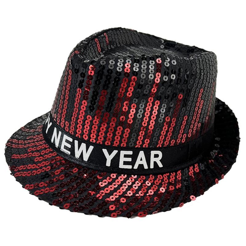 Sequined Oktoberfest Hat for Women Men New Year Eve Panama Hat Roll Brims Hat Cosplay Costume Adult Theme Party Accessory