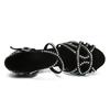Women Latin Dance Shoes Charm Girl Tango Ballroom Sandal Salsa Samba Rhinestone Pearl Party Heeled