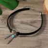 Elegant Modifiable Marine Sphere Necklace With Thin Faux Leather Cord For Stratified Jewelry Appearance