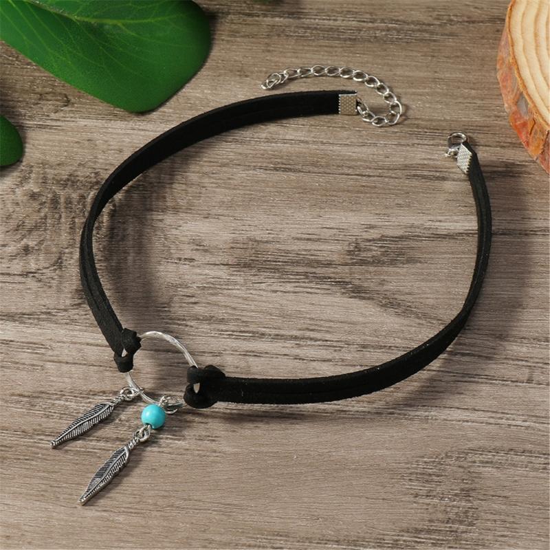 Elegant Modifiable Marine Sphere Necklace With Thin Faux Leather Cord For Stratified Jewelry Appearance