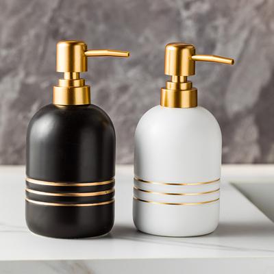 Creative Gold Frame Ceramic Lotion Bottle Delicate Oval Press Soap Dispenser Bathroom Shampoo Shower Gel Dispensing Empty Bottle