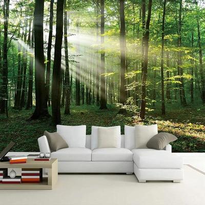 Özel 3D Fotoğraf Duvar Kağıdı Ormanlar Güneş Işığı Yeşil Orman Duvar Resimleri Yatak Odası Oturma Odası Kanepe TV Arka Planı Papier Peint Mural 3D