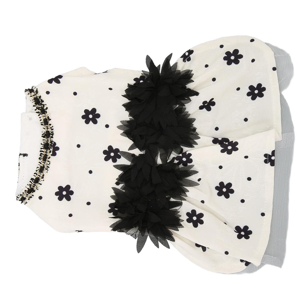 Pet Dog Dress Soft Comfortable Breathable Black Floral Pet Princess Dress for Small Pets Beige XL