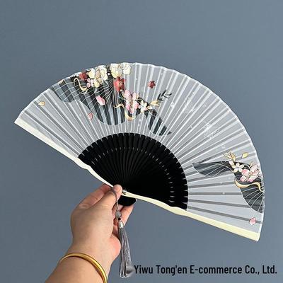 Chinese Retro Style Portable Summer Folding Fan - Ancient Fairy Hanfu Dance Design