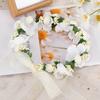 Bohemian Style Floral Crown Headband Flower Wreath with Tulle for Women Girls Hair Accessories for Bridesmaid Wedding Stage