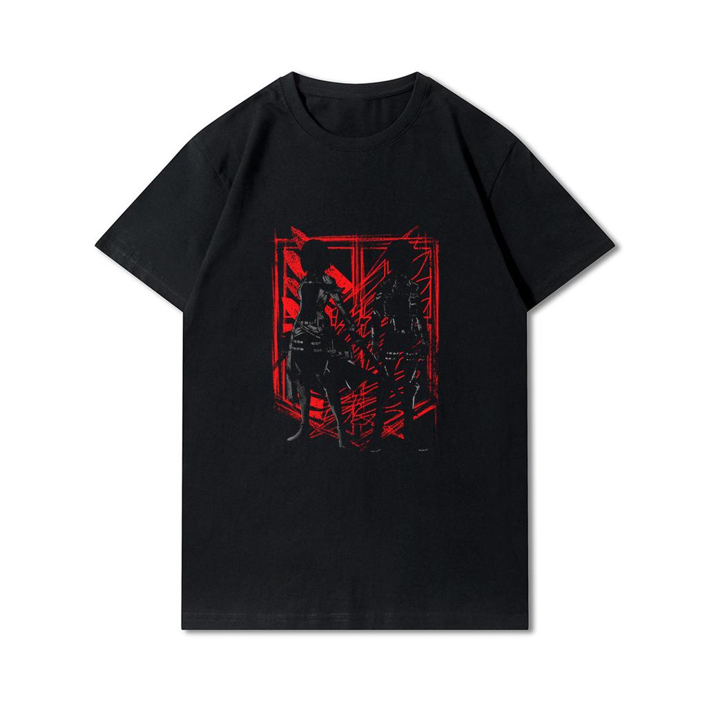 Plus Size Anime Attack On Titan Unisex trička Levi·AckerUnisex Eye Punk Tops Letní Harajuku Volné Gotické Topy s krátkými rukávy