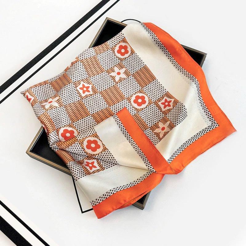 70 simulated silk scarf square scarf women's fashion letter printing small square scarf workplace decoration scarf scarf
