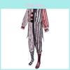 Dark Clown Cosplay Costume For Halloween Anime Role Play With Striped Pattern For Men