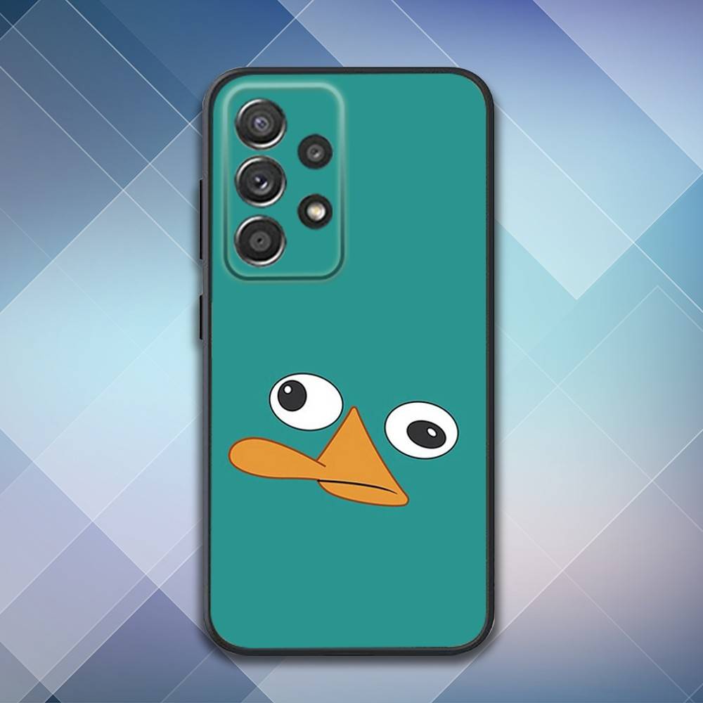 Phone Case For Samsung S 25,24,23,22,30,21,10,9,Ultra,Plus,Lite,FE,4,5 G Soft P-Perry Cartoon Platypus Black Case