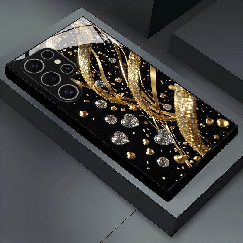 Diamond Patterned Glass Phone Case Suitable for Samsung Galaxy S26 S25 S24 S23 S22 S20 FE/Ultra/Plus Anti Drop Back Cover