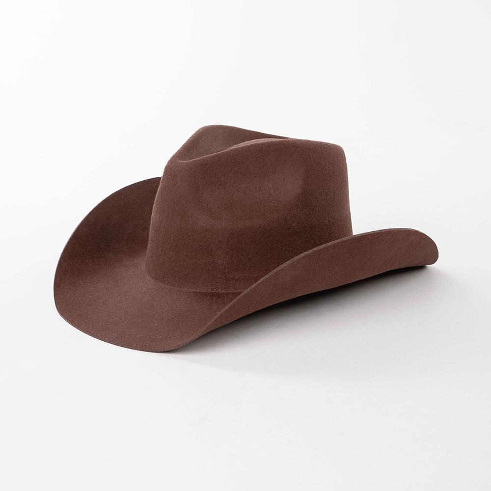Chapeau de cowboy automne et hiver nouveau chapeau de cowboy en feutre de laine blanc chapeau jazz mode décontractée européenne et américaine chapeau de cowboy bouclé