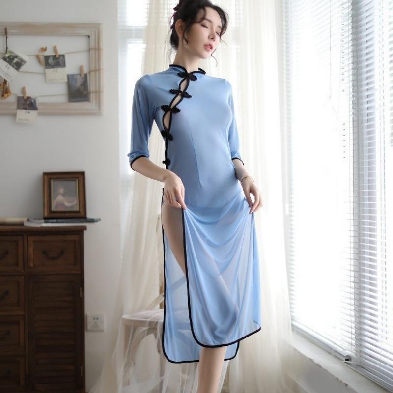 Sex underwear women's perspective side split uniform people's sex clothes pure desire sexy cheongsam free