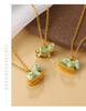 2026 New Women's European American Animal Style Cartoon Macaron Color Cute Stainless Steel Rocking Horse Pendant Necklace Bamboo