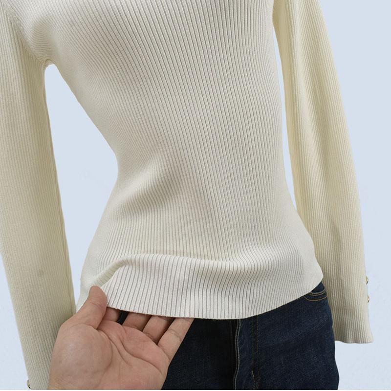 Export Yuan Single Turtleneck Silm Plaid Soft Glutinous Long Sleeves Basic Style Knitting Slimming Sweater Stretch Women's Bottoming Shirt