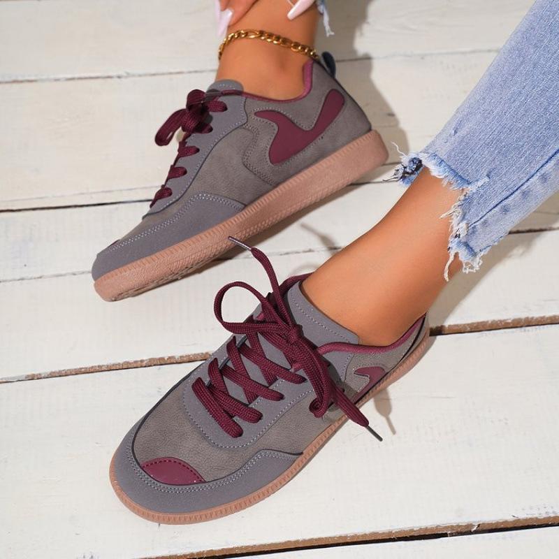 Women's flat shoes casual women's sports shoes single shoes 2025 autumn round head women's shoes color matching light mouth board shoes
