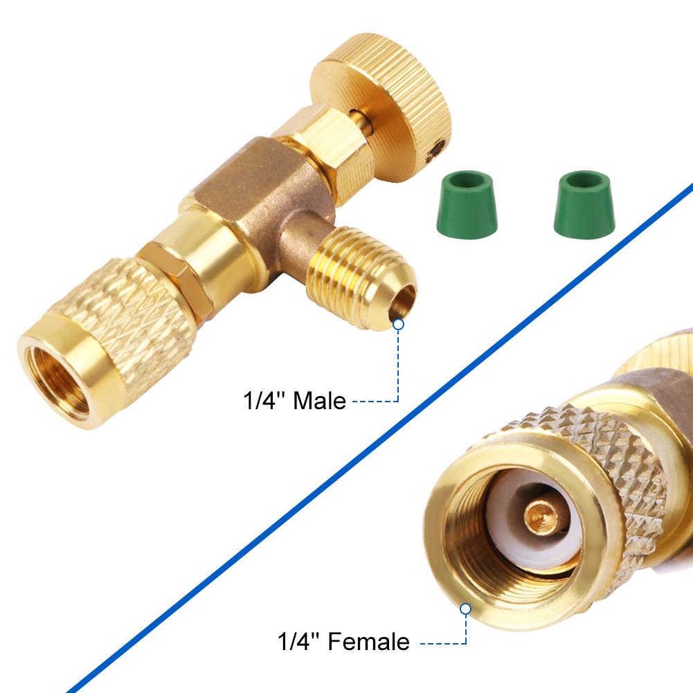 R410 R22 Air Conditioning Refrigerant Safety Valve 1/4" Refrigeration Charging Safety Liquid Adapter Repair Hand Tool Parts