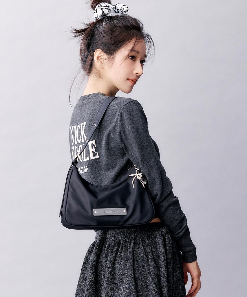 Nick&Nicole Crystal Nylon Around Mini Bag_Black
