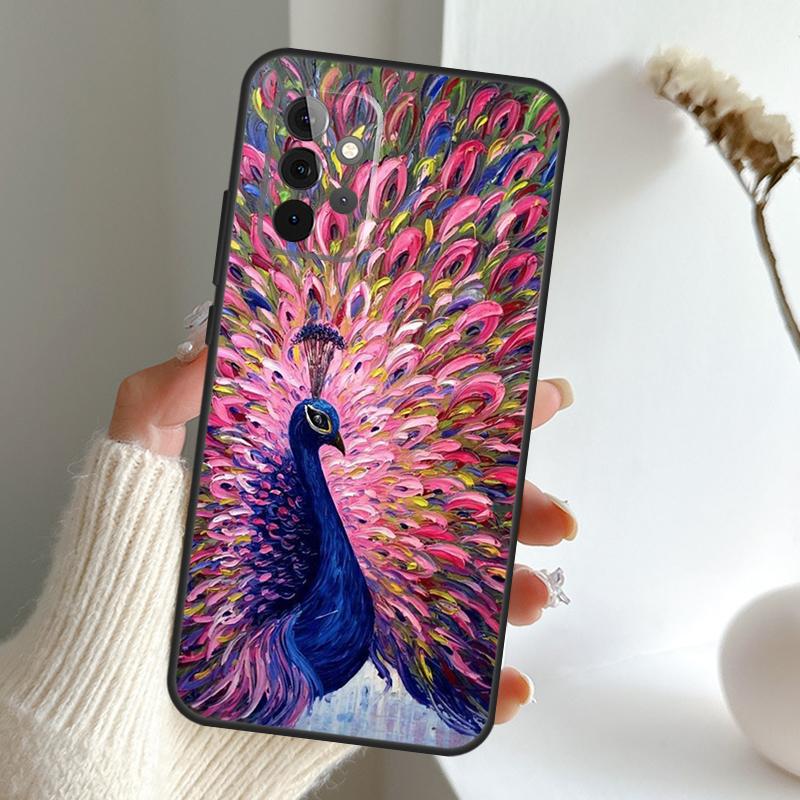 Animal Peacock Pattern Case For Samsung Galaxy A13 A33 A53 A06 A17 A56 A36 A26 A16 A15 A35 A55 A34 A54 A52 A12 A32