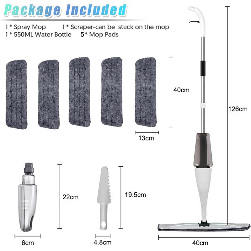 

Швабра-спрей двойного назначения с 3 многоразовыми моющими насадками, для сухой и влажной уборки
