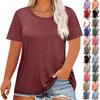 Modny casualowy top damski w dużym rozmiarze, luźny, z krótkim rękawem