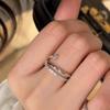 Super Flash Zircon Staggered Open Ring Women'S Light Luxury Niche High Sense Fashion Temperament Commuting Versatile Ring Ring