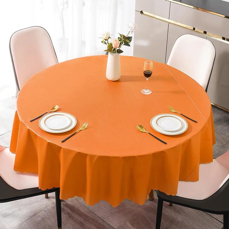 Simple Business Style Solid Color Round Tablecloth Thick Multicolor Table Cover Waterproof Oil Resistant Washable Table Case