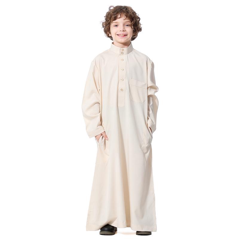 Muslim Kids Boys Saudská Arabská Thobe Robe Top Kalhoty Kaftan Arab islámské oblečení