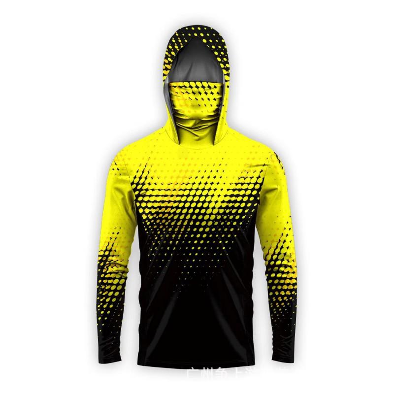 Mens Quick-Dry UV Protection Fishing Hoodie With Face Cover UPF 50 Breathable Performance Apparel Angling Outdoor XXS