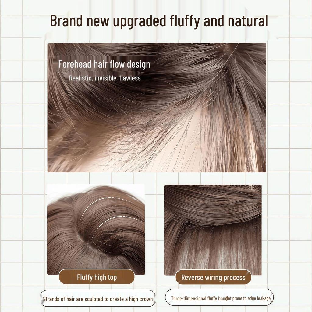 Women's Full Head Wig with Natural Seamless Bangs and Large Waves for Autumn and Winter 