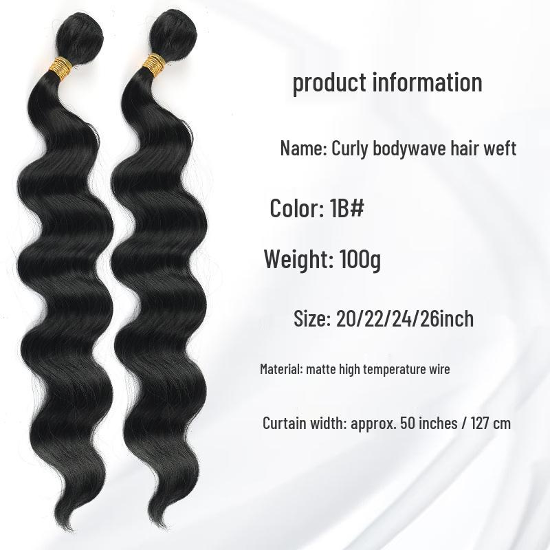 Synthetic Fiber Black Body Wave Hair Extensions - 100g Bundles with Large Wave Snake Curl Wigs