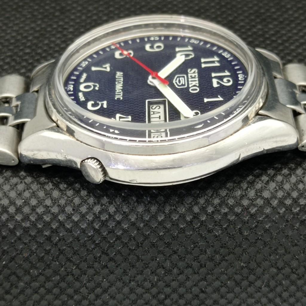 USED VINTAGE SEIKO 5 AUTOMATIC 6309A JAPAN MENS D/D BLACK WATCH 596-a312771-2 SKU596-a312771