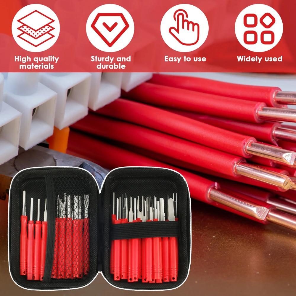 21Pcs Car Terminal Removal Kit Reusable Electrical Wire Plug Connector Pin Release Tool Stainless Steel Pin Extractor Tools