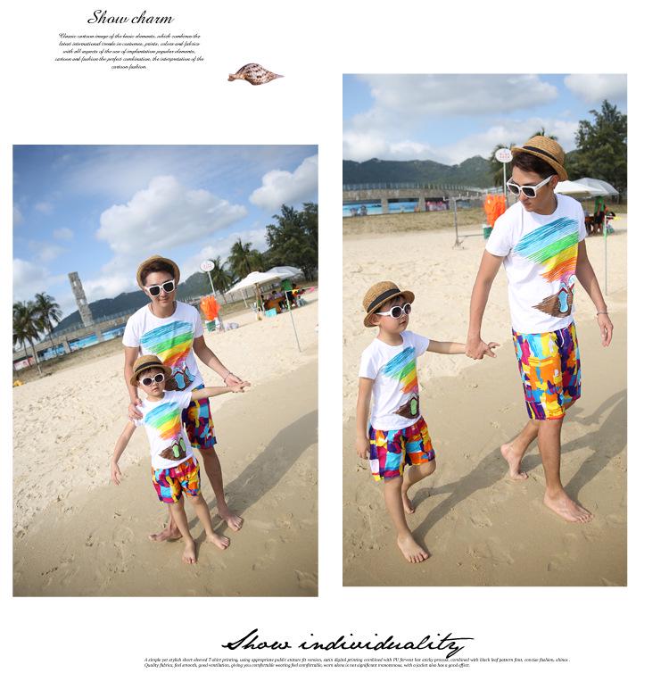 Korean Style Family Summer Outfits: Parent-Child Matching Sets for Mother, Daughter, and Boys (5-Piece Set)