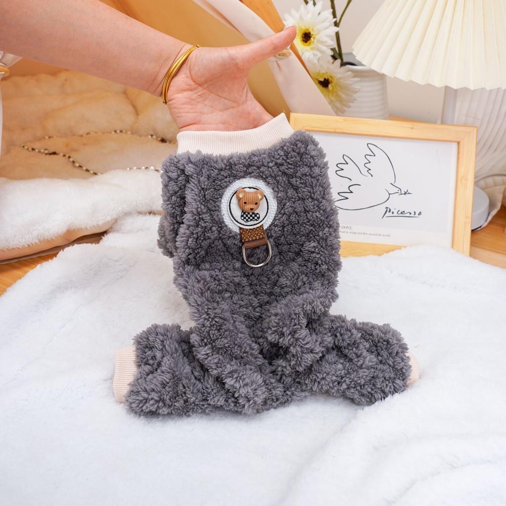 Autumn and Winter Plush Jumpsuit for Pets Puppies Cats Teddy Bears Plush Four Legged Clothes Teddy Bears Small Dogs Pajamas