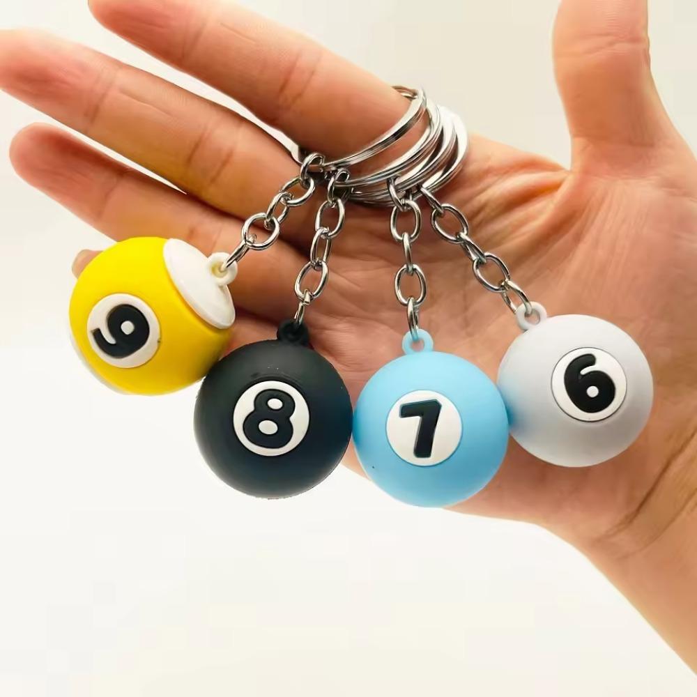 Differet Color Billiard Ball KeyChain Gifts Snooker Table No.8 Black Ball Key Rings Snooker Cue Accessories