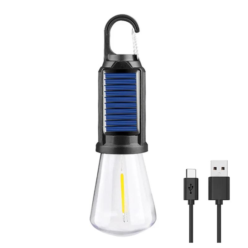 Outdoor Solar Powered LED Lamp Bulbs USB Charging Camping Light Portable Night Lights Waterproof Flashlight Fishing Essentials