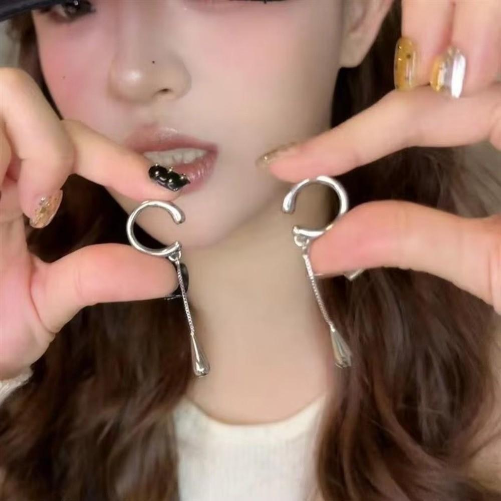 Silver Color Ear Cuff Clips C Shape Design Cartilage Earrings Fashion Teardrop Earrings Jewelry