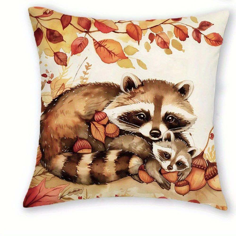 Autumn Forest Animal-Print Pillowcases: Deer, Owls, Raccoons, and Foxes Sofa cushion cover home room decoration 2D flat printing