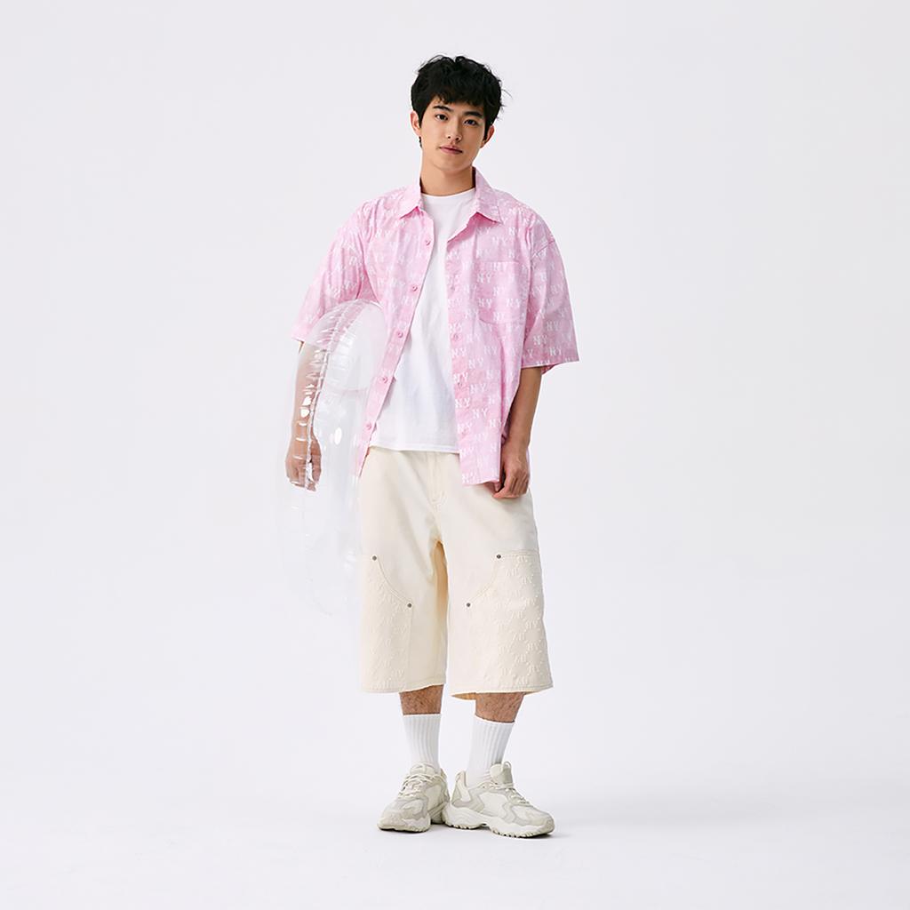 New MLB MONOGRAM Collection New York Yankees Shirt Unisex Pink 3AWSM0653-50PKP