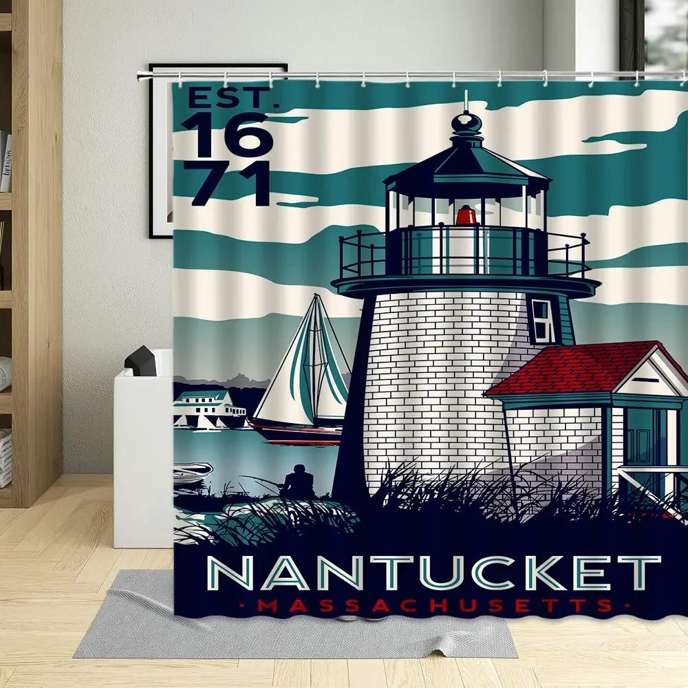 

Европейский стиль Американский пейзаж Здание Иллюстрация Узор Ванная Комната Душевая занавеска Водонепроницаемая С крючками Полиэстер Моющаяся 90x180cm-35x70in