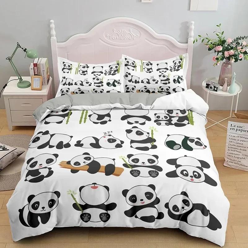 Luxury New 3D Print Bedding Set Panda Duvet Cover Set Teens Boys Girls Cartoon Animal Quilt Cover Queen Size Pillow Case