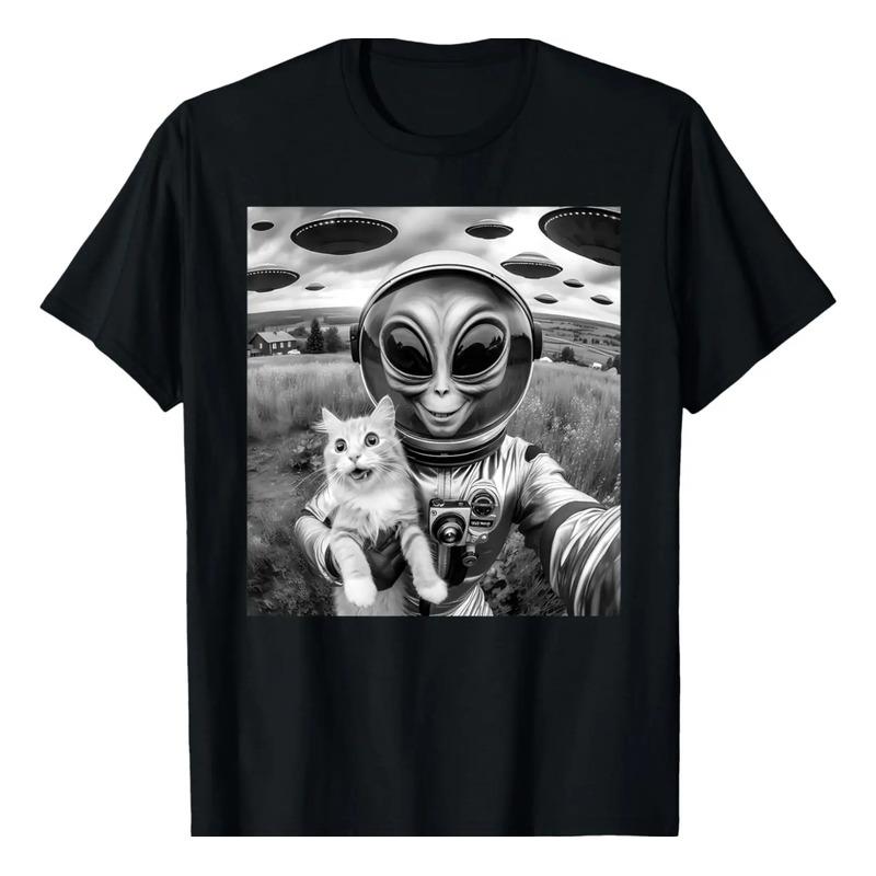Gato Ufo Selfie Cat Rapduction Alien Gracioso Regalo Lindo M S